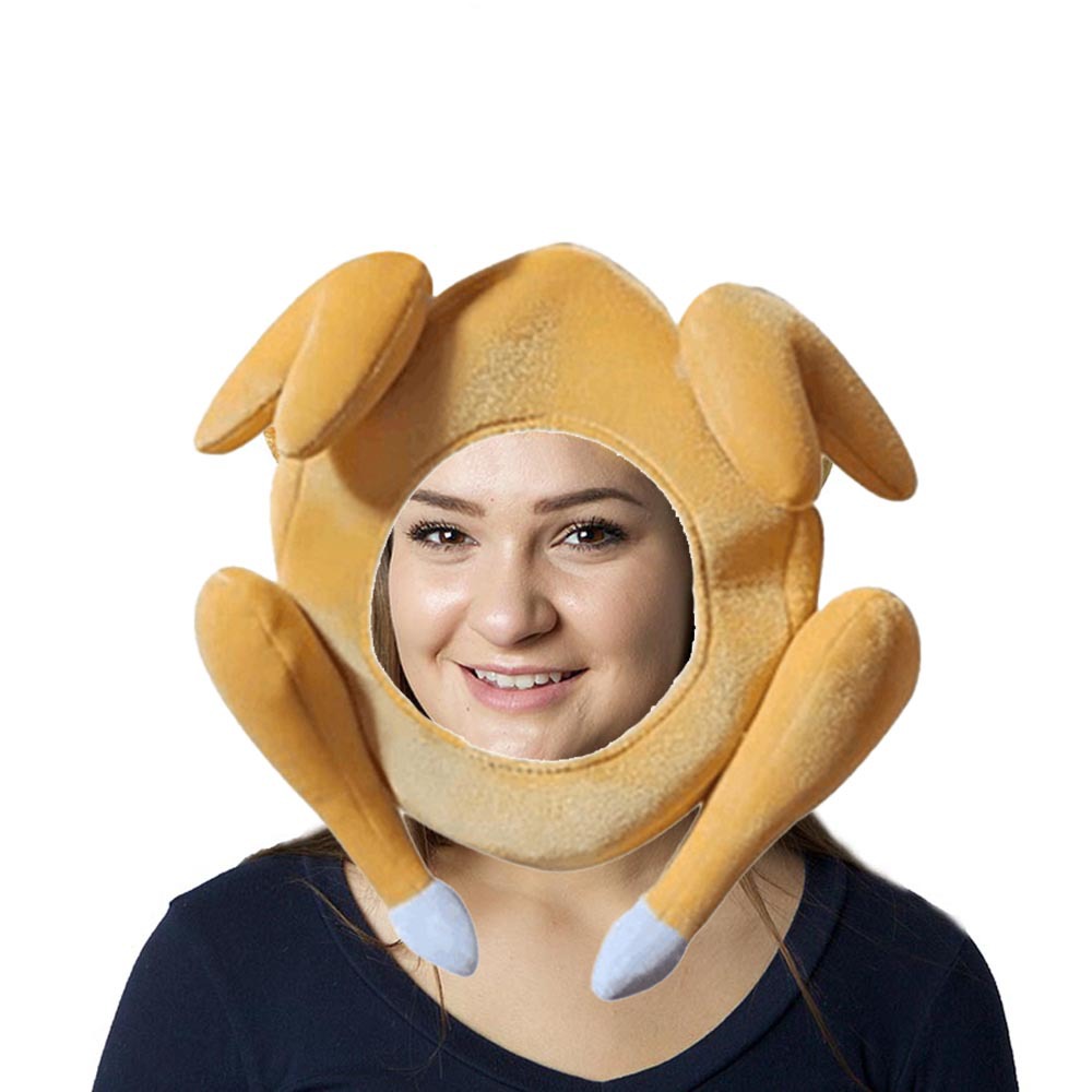 Cross-Border Thanksgiving Turkey Hat Carnival Luminous Chicken Leg Hat Cartoon Turkey Head Cover Funny Hat in Stock