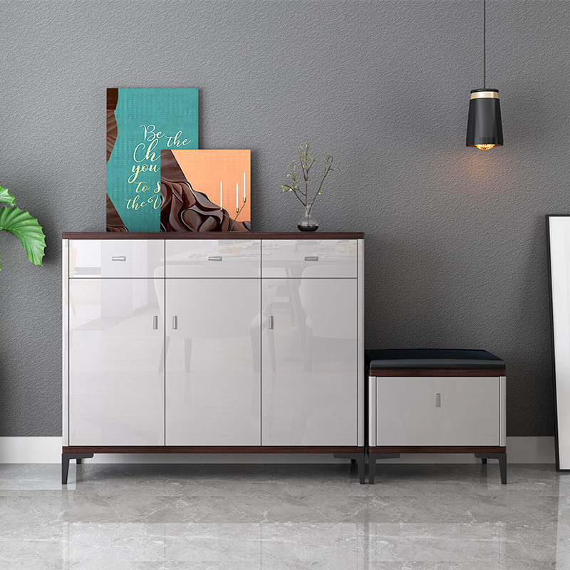 入门鞋柜带换鞋凳组合家用门口坐凳一体储物柜进门玄关柜2022新款