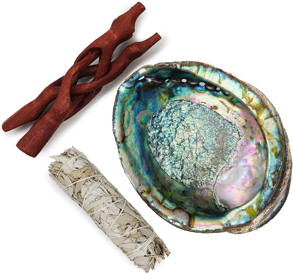 新西兰鲍鱼壳尼泊尔鼠尾草燃烧供奉器具洛圣亚家居个性摆件外贸