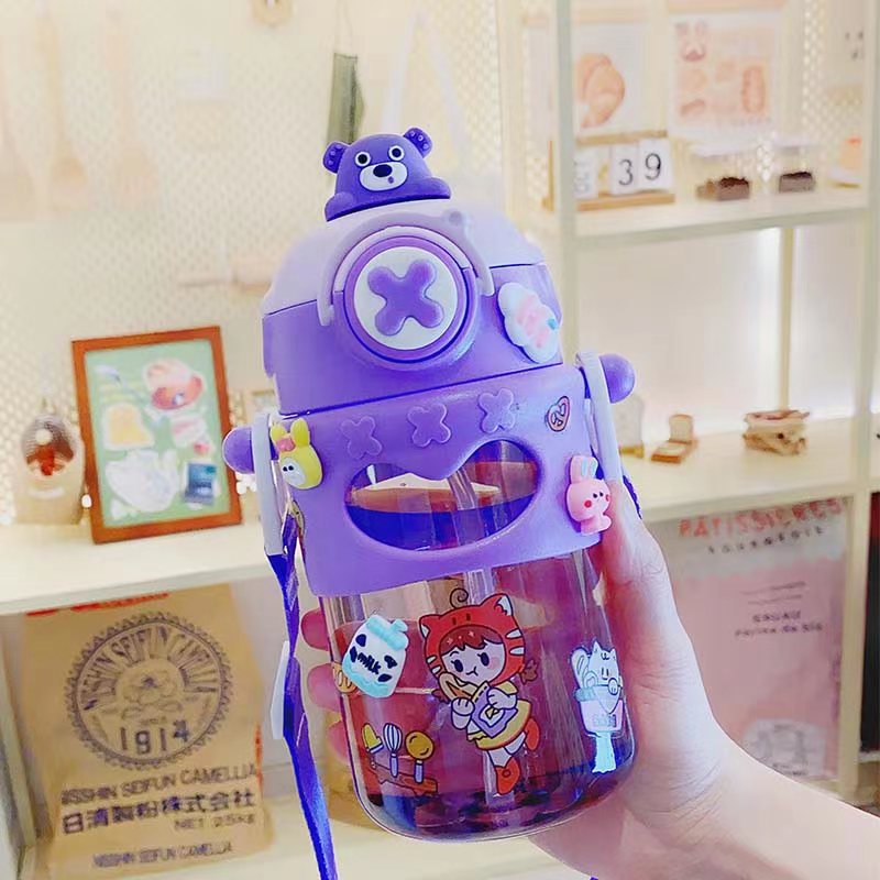 2023 Good-looking Little Monster Cartoon Drinking Cup Cup with Straw Children Portable Large Capacity Handy Cup Wholesale