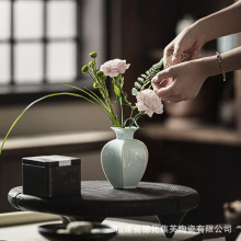 围炉煮茶氛围装饰品中式家用室内花瓶花插茶室桌面迷你陶瓷小花器