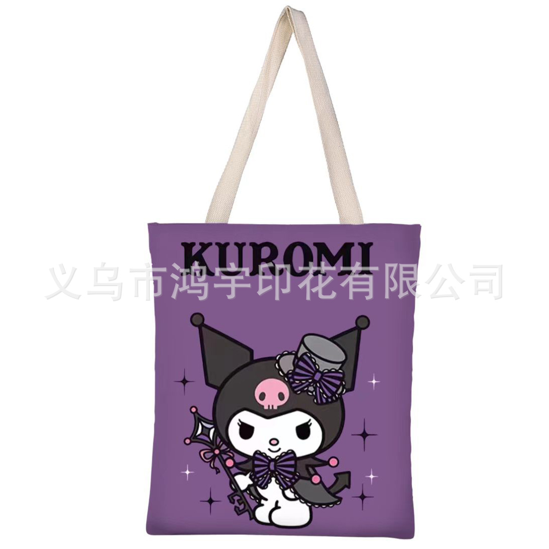 Sanrio Kumiluo Cartoon Canvas Bag Portable Leisure Handbag Large Capacity Storage Bag Multi-Functional Shoulder Bag