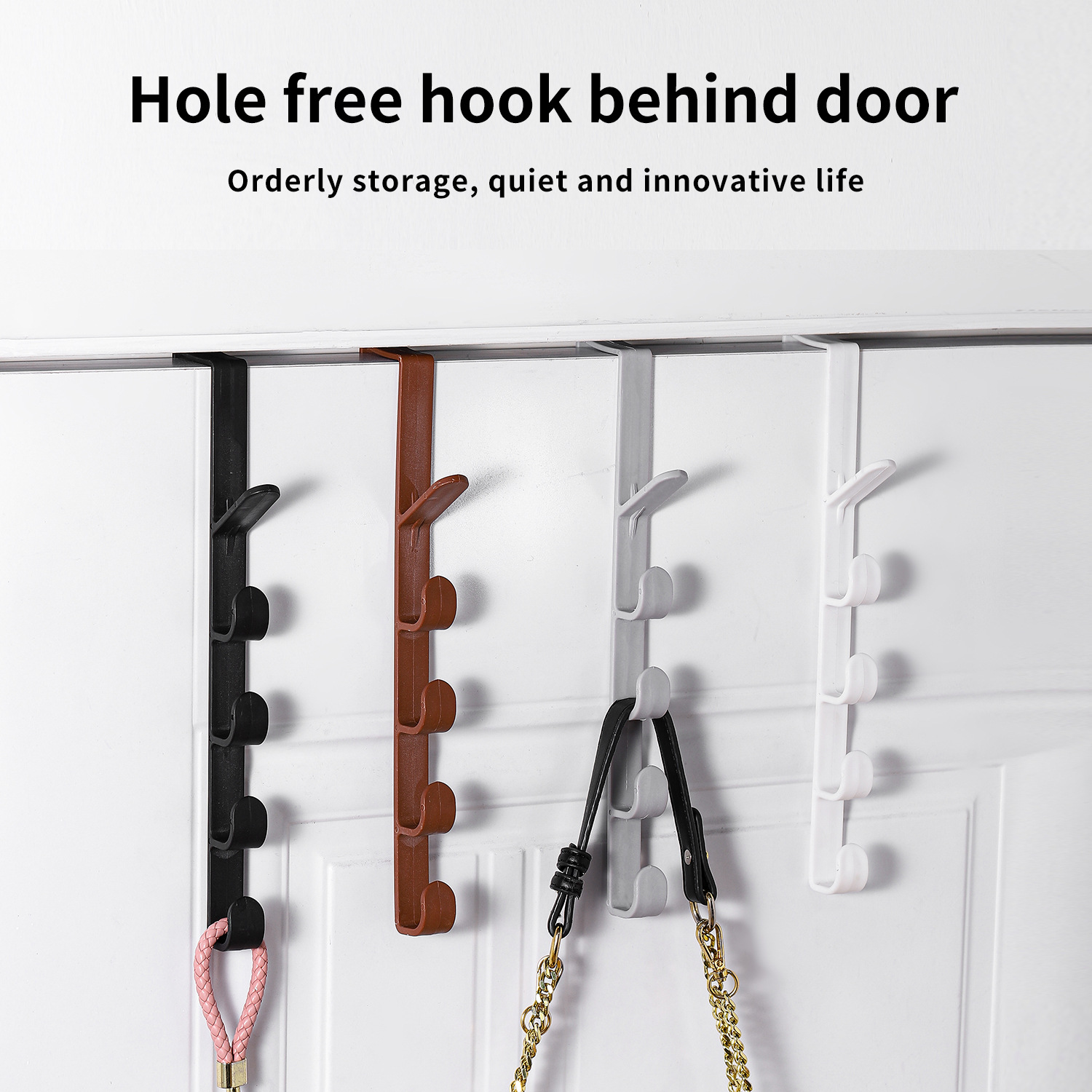 跨境专供衣服挂架衣帽钩门后挂钩挂衣架卧室门上免打孔门背式收纳