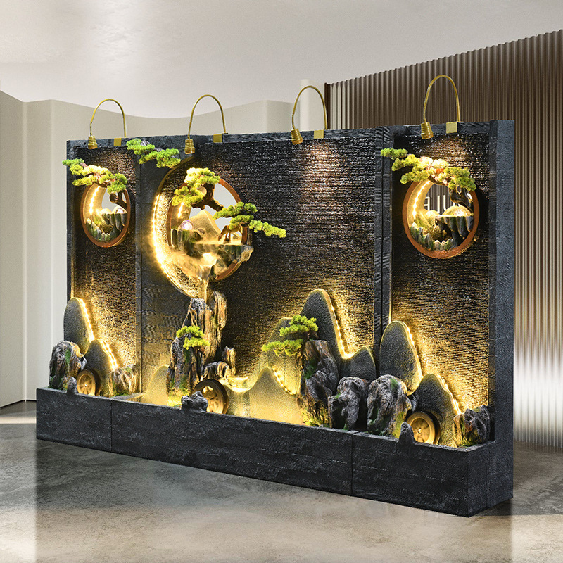 假山水幕墙流水墙屏风喷泉风水轮办公室别墅庭院会所景观摆件批发