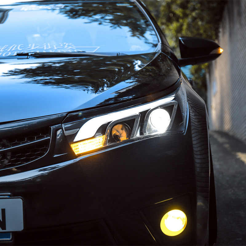 适用于14款丰田卡罗拉大灯总成改装led泪眼天使眼氙气双光透镜