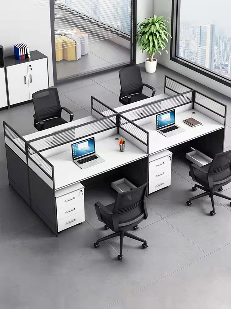 工位办公桌 简约现代四人位员工卡座办公室桌椅组合电脑屏风卡位4