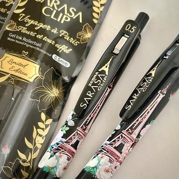 zebra斑马法国盛开巴黎之铁塔玫瑰花朵限定中性笔限量版黑色水笔
