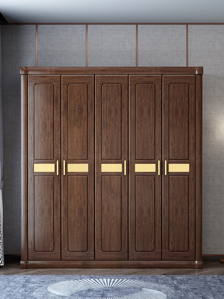 新中式实木衣柜组合现代简约轻奢卧室对开门4门中国风储物大衣橱-报价