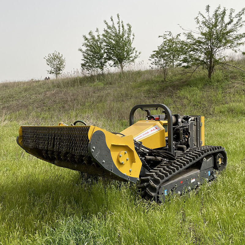 山地护坡割草机智能遥控碎草机自走履带式割草机55度作业无极变速