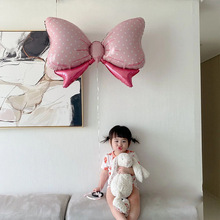 韩国ins风大号粉色蓝色蝴蝶结铝膜气球儿童生日装饰派对场景布置