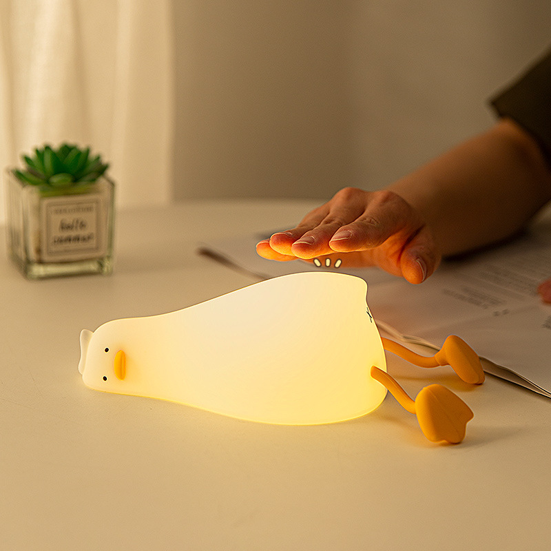 Lying Duck Turn-over Duck Silicone Night Lamp Mobile Phone Holder Night Light Ambience Light Best-Seller on Douyin Valentine's Day Gift