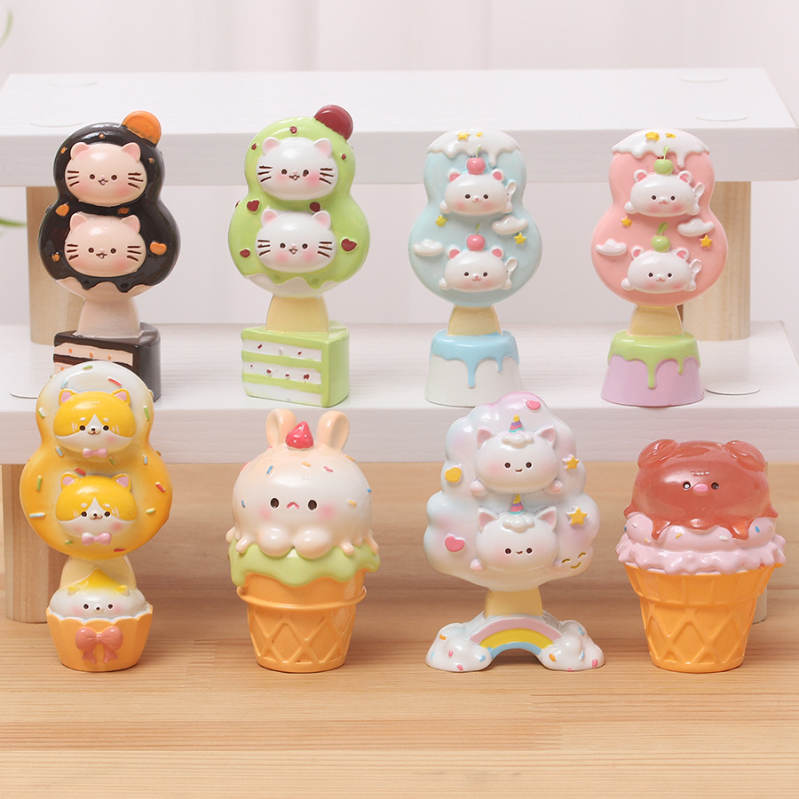 甜蜜冰淇淋盲盒潮玩多巴胺系列手办公仔雪糕少女心桌面装饰品礼物