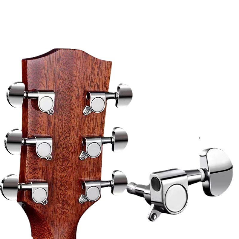 民谣吉他弦钮旋钮通用弦轴银色木吉他弦扭上弦器全封闭调弦钮配件