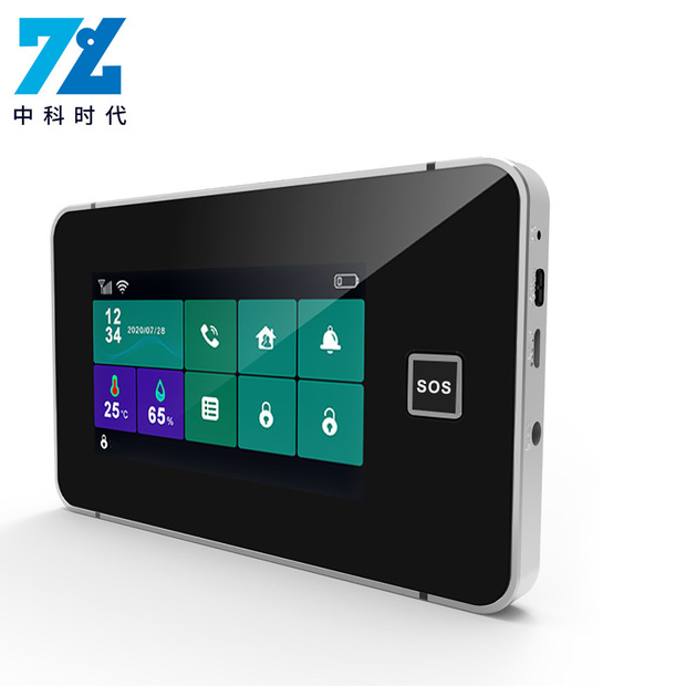 跨境电商防盗报警器sos紧急按钮报警器全触摸屏温湿度显示厂家