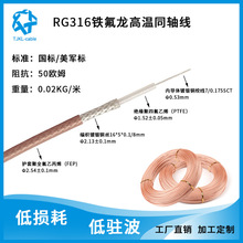 RG316射频同轴电缆耐高温镀银铜高频信号天线馈线低损耗工厂直销