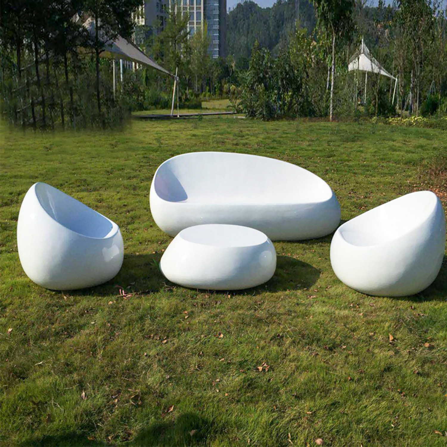 玻璃钢座椅茶几组合商场户外公共休息等候坐凳庭院洽谈沙发休闲椅