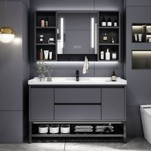 浴室柜现代简约一体陶瓷盆柜组合轻奢实木洗手洗脸池卫生间洗漱台