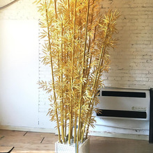 金色竹子绿植婚庆用假竹竿室内装饰中式婚礼道具隔断植物造景