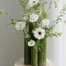 新鲜竹筒花瓶婚礼插花色摆件造景装饰小竹子器花艺道具