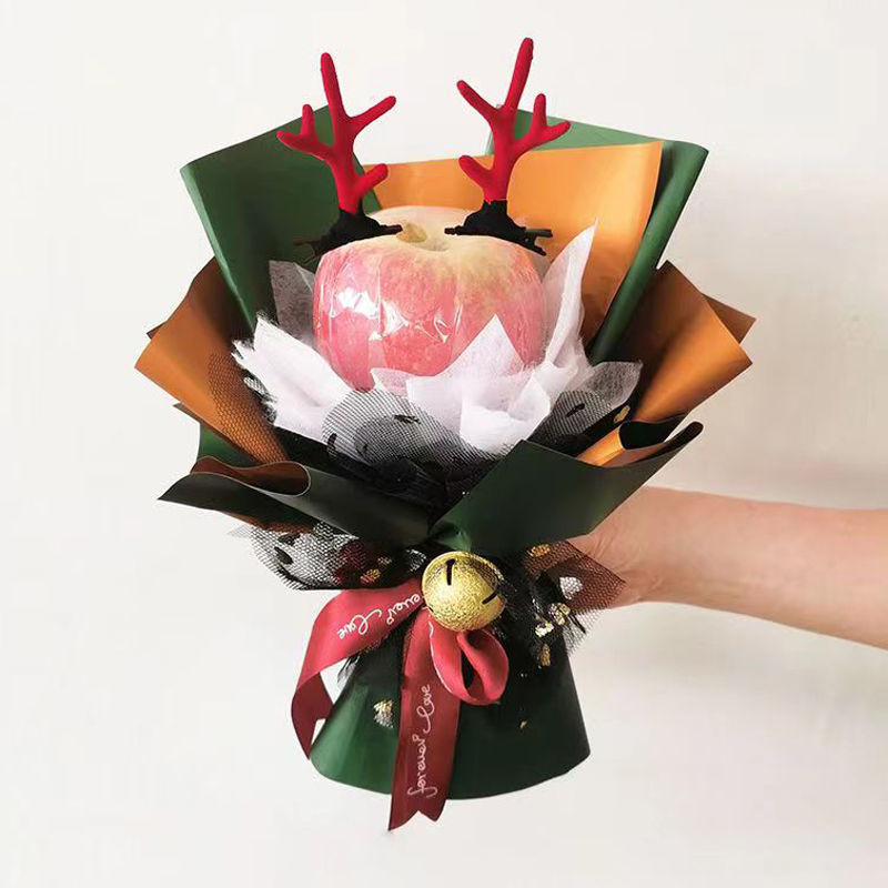 新款圣诞节包装纸平安夜苹果花束diy材料包花纸花店资材全套配件