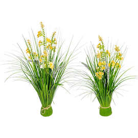 轻奢蝴蝶兰花桶草 仿真金莲花客厅绿植小盆栽仿生植物造景装饰