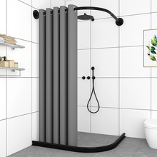 浴室防水布浴帘套装免打孔磁吸L型弧形杆淋浴隔断卫生间干湿直销