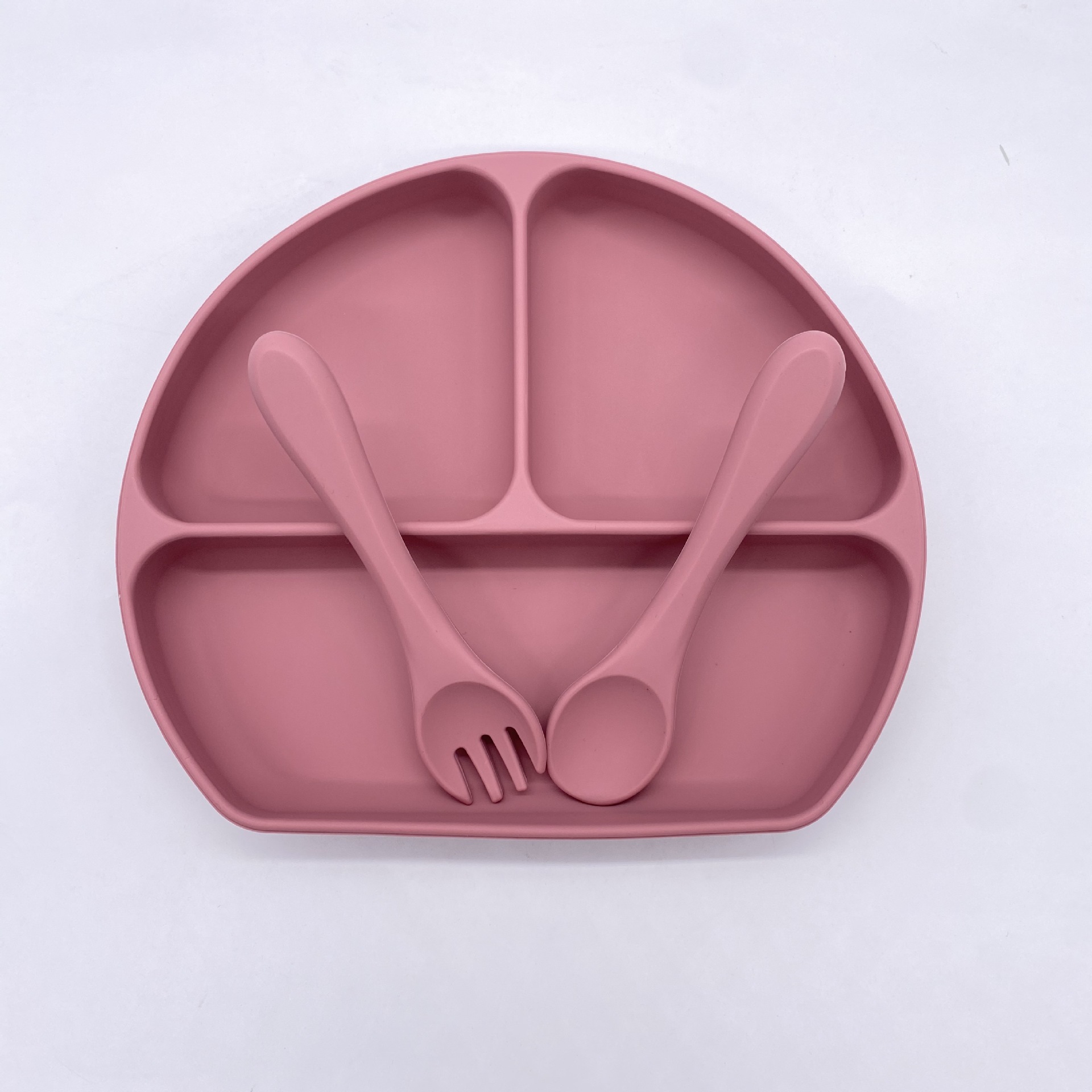 儿童餐盘一体式分隔宝宝趣味餐盘底部吸附带吸盘硅胶餐碗