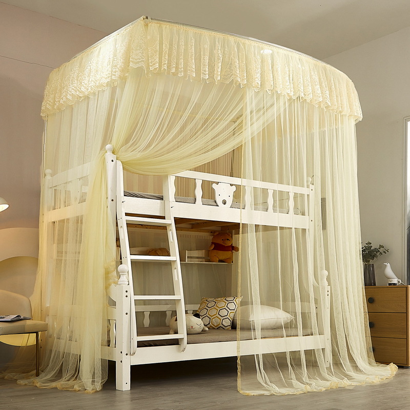 欧式子母床蚊帐儿童文纹怅上下铺蚁帐加密加厚炆账双层高低床围帐