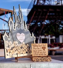木签名板册签到树台本结婚礼庆生日年会指纹相框道具爱心木片城堡