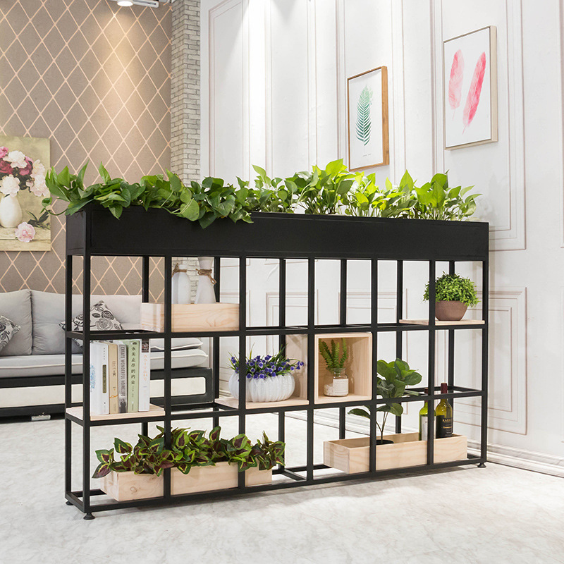 铁艺花架隔断置物架简约多层镂空商用餐厅办公室绿植落地屏风架子