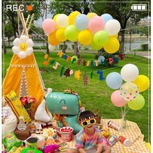春游野餐气球桌飘宝宝生日派对布置拍照道具桌面周岁场景装饰