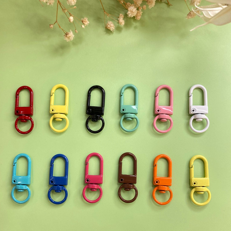 Keychain DIY Accessories Candy Color Paint Metal Bags Buckle Jewelry Accessories U-Shaped Door Latch Rotating Alloy Snap Hook