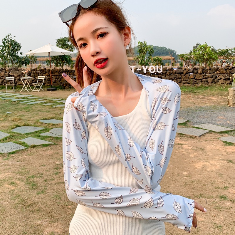 Korean Style Summer Shawl Sun Protection Ice Sleeve Ice Silk UV Protection Casual Oversleeve Outdoor Beauty Back Cycling and Driving Sleeve