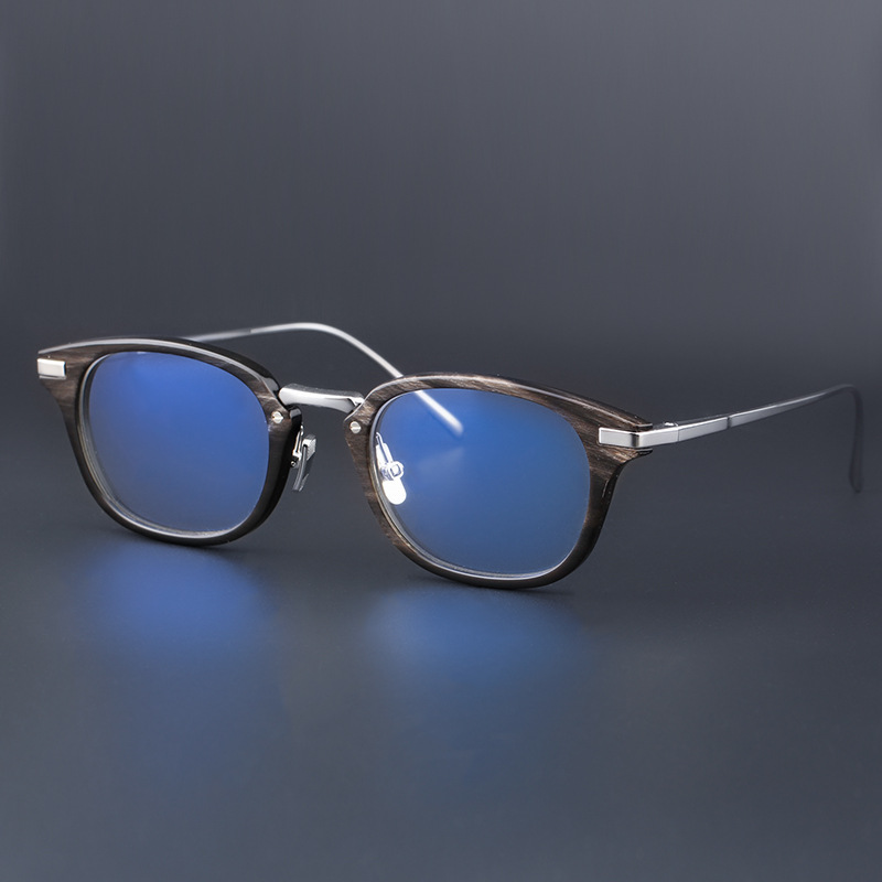 牛角925纯银眼镜纯银眼镜框牛角眼镜架银眼镜复古手工眼镜框