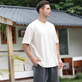 重磅纯棉五分袖工作服t恤定制印logo图美发半袖班服团服工装定做