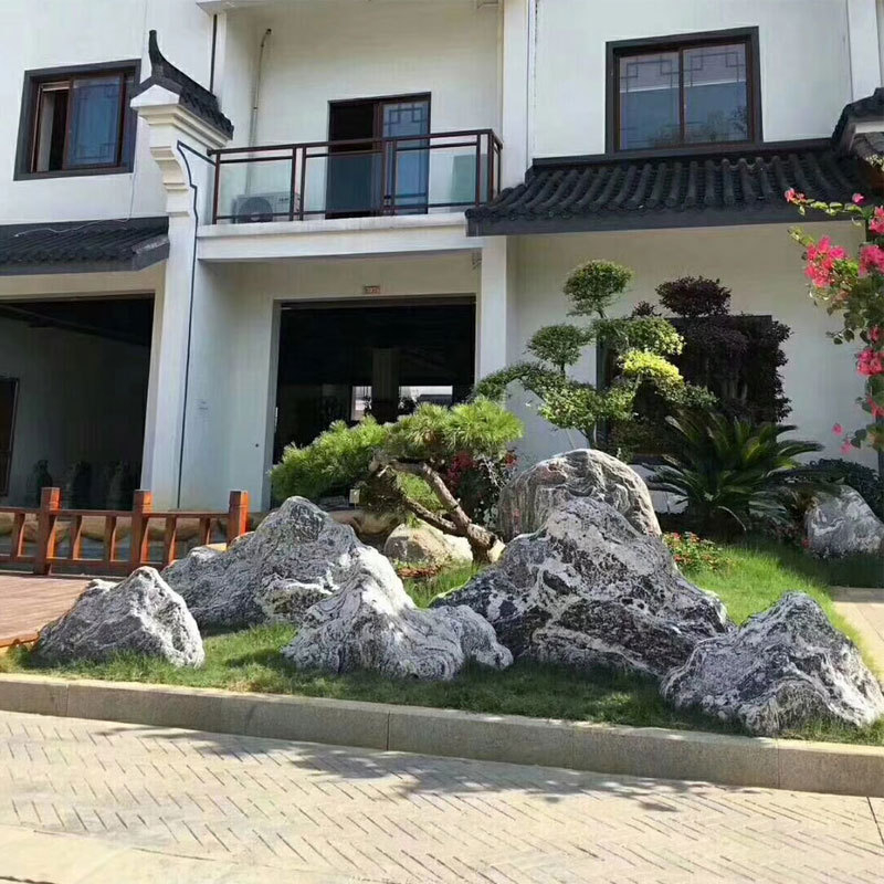 石雕景观雪浪石片石庭院别墅枯山水泰山石切片石组合组装一套摆件