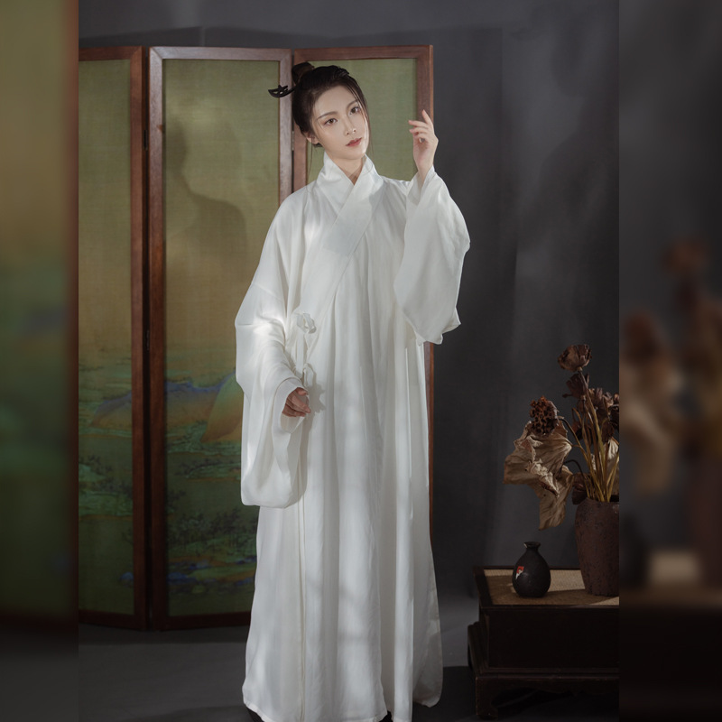 绣罗衣直裰白色汉服打底男女里衣居家服春夏秋冬圆领袍道袍内搭
