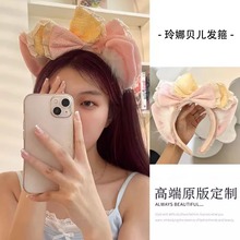 新款可爱蝴蝶结贝儿发箍女高颅顶发卡头箍外戴拍照洗脸压发头饰女