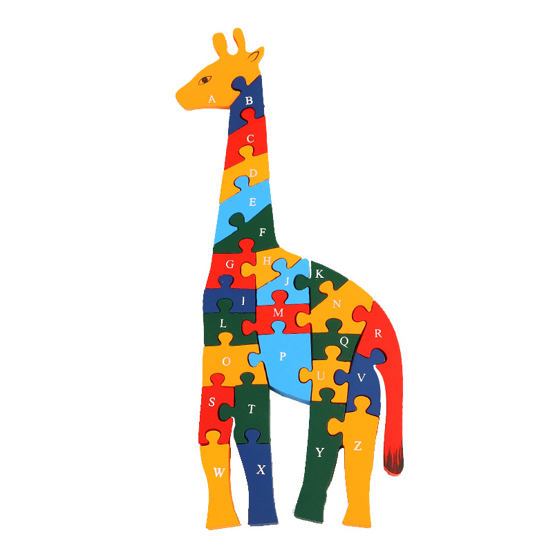 动物拼图贴纸礼物标签不干胶贴纸狮子猴子大象长颈鹿恐龙小狗贴纸跨境