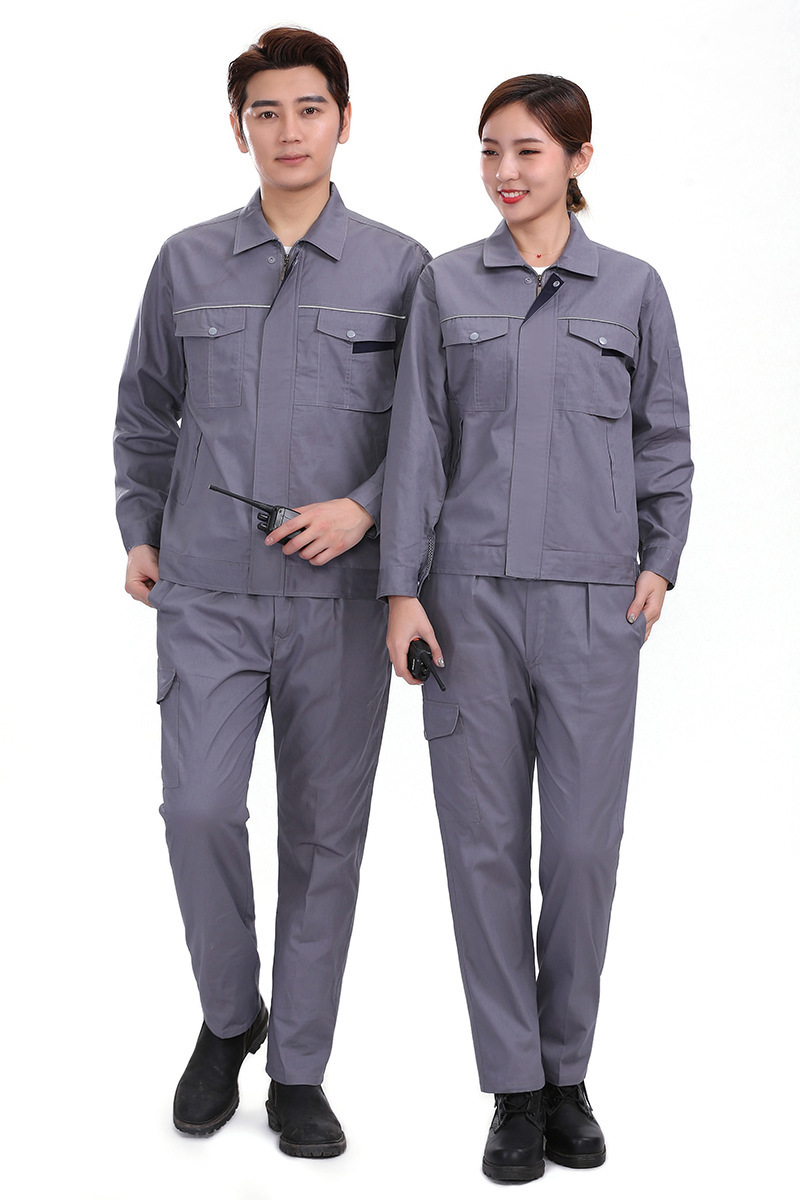 夏季纯棉劳保服男薄款长袖套装电工化工厂工作服车间透气工装上衣