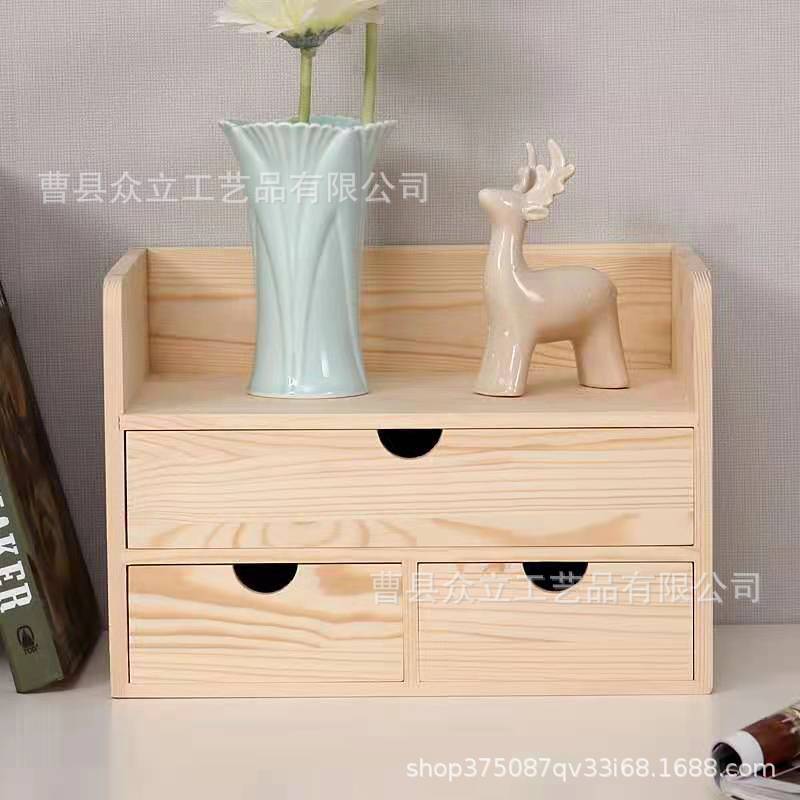 Production Desktop Storage Box Wooden Multi-Layer Drawer Desk Bookshelf Clutter Organizing Shelves Cosmetics Storage Box