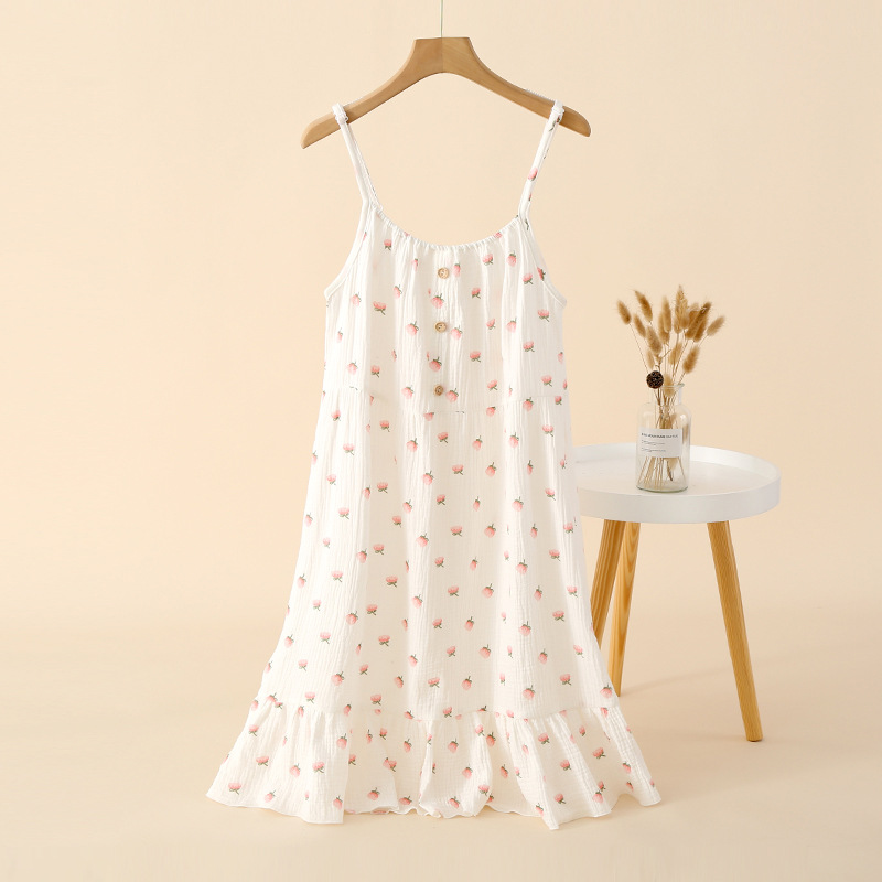 2023 New Pure Desire Style Small Floral Slip Nightdress Dress Simple and Comfortable Women's Homewear Can Be Worn outside