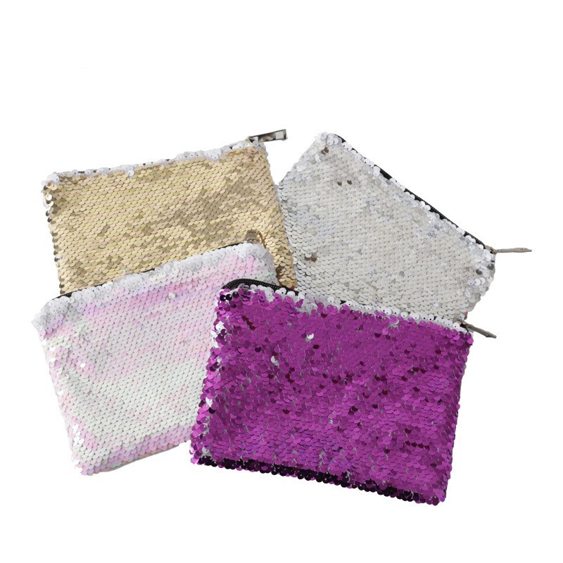 Thermal Transfer Wallet Sequin Wallet Zipper Blank Storage Change Women's Wallet Personalized Creative DIY