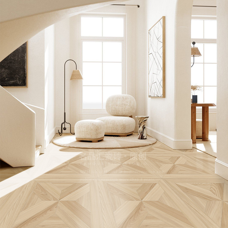 凡尔赛木纹砖600x600复古客厅拼花地砖 法式瓷砖卧室仿实木地板砖