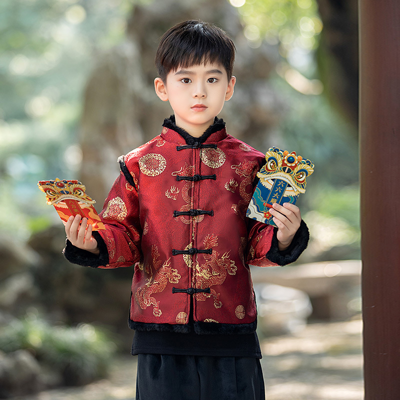男童拜年服汉服套装儿童新年唐装中国风红色龙年中式秋冬季本命年