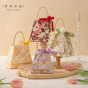 小众高级结婚喜糖盒创意森系喜糖盒子婚礼伴手礼手提喜糖袋喜糖盒