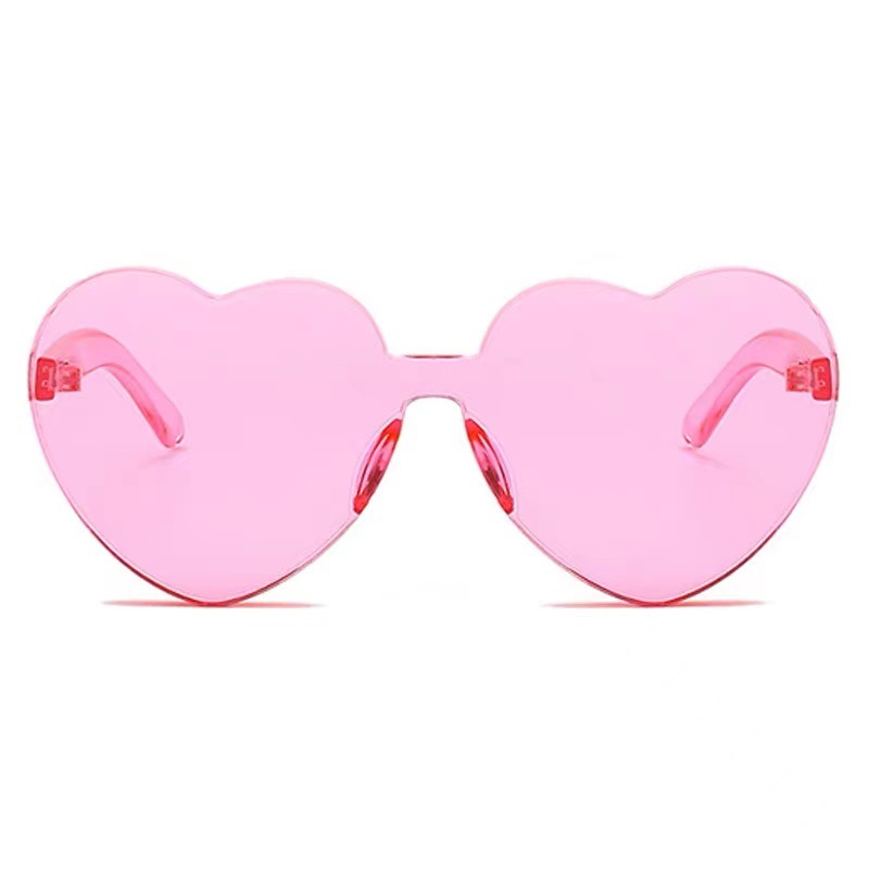 Peach Heart Sunglasses Love Sun Glasses Jelly Color Frameless Heart-Shaped One-Piece Glasses Dazzling Color Glasses