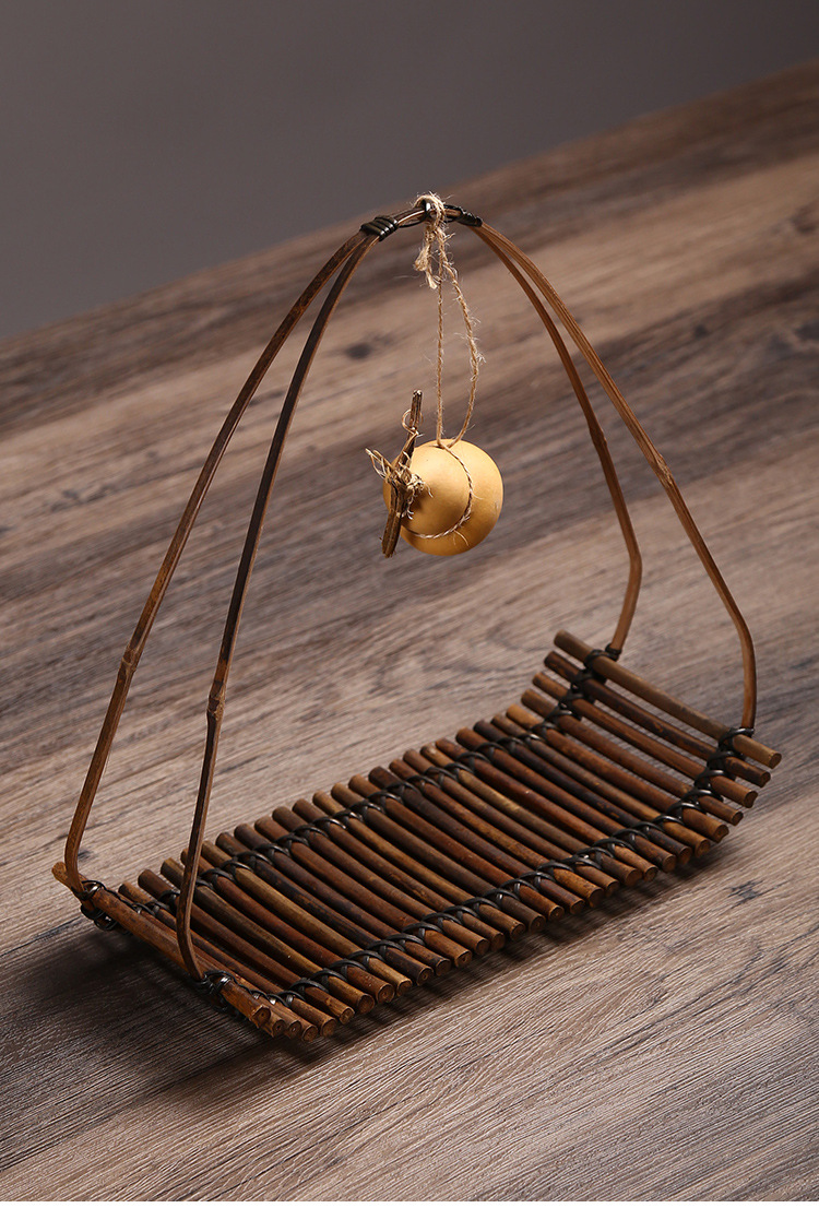 竹制品手工编织提篮创意家用摆件复古特色餐厅装饰竹排托盘点心盘