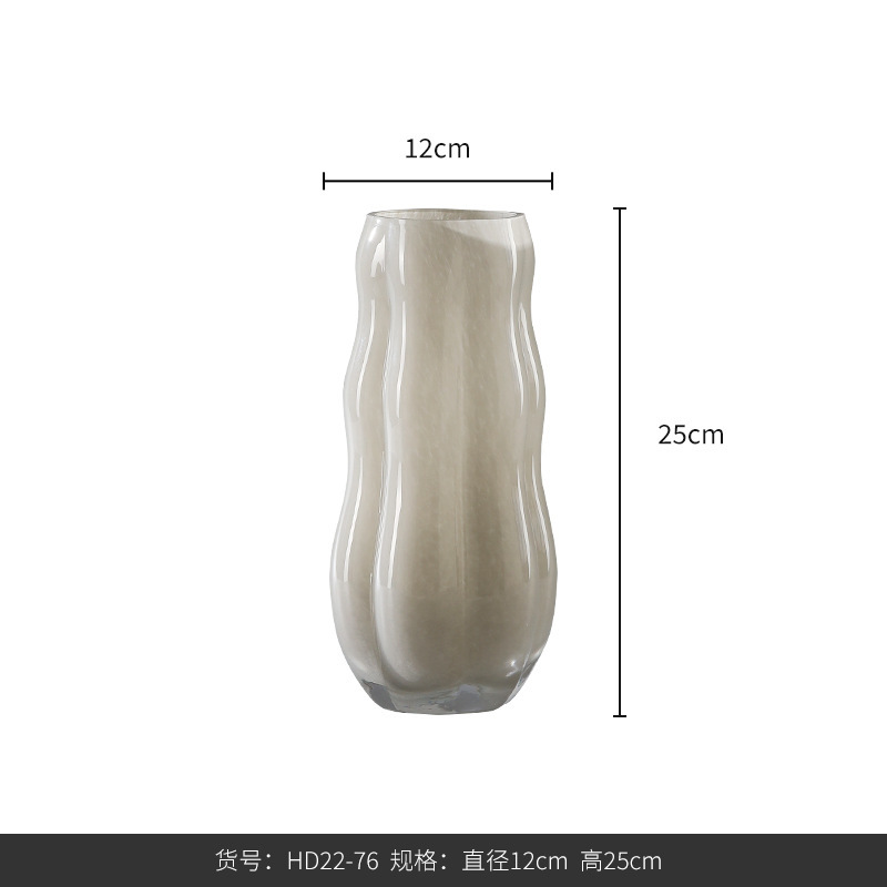 Zhonggu Milky White Glass Vase Study Bookshelf Exhibition Hall Model Room Decoration Decoration Ins Simple and Light Luxury Decoration