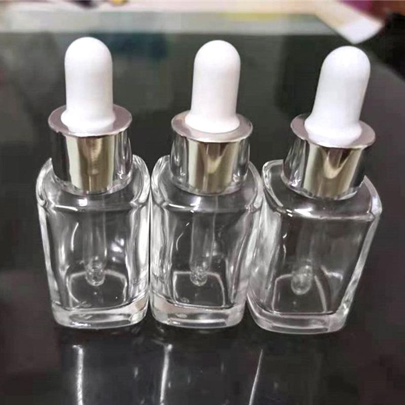 厂家化妆品原液滴管瓶 玻璃瓶 现货 15ml方形精华液滴管瓶 玻璃瓶